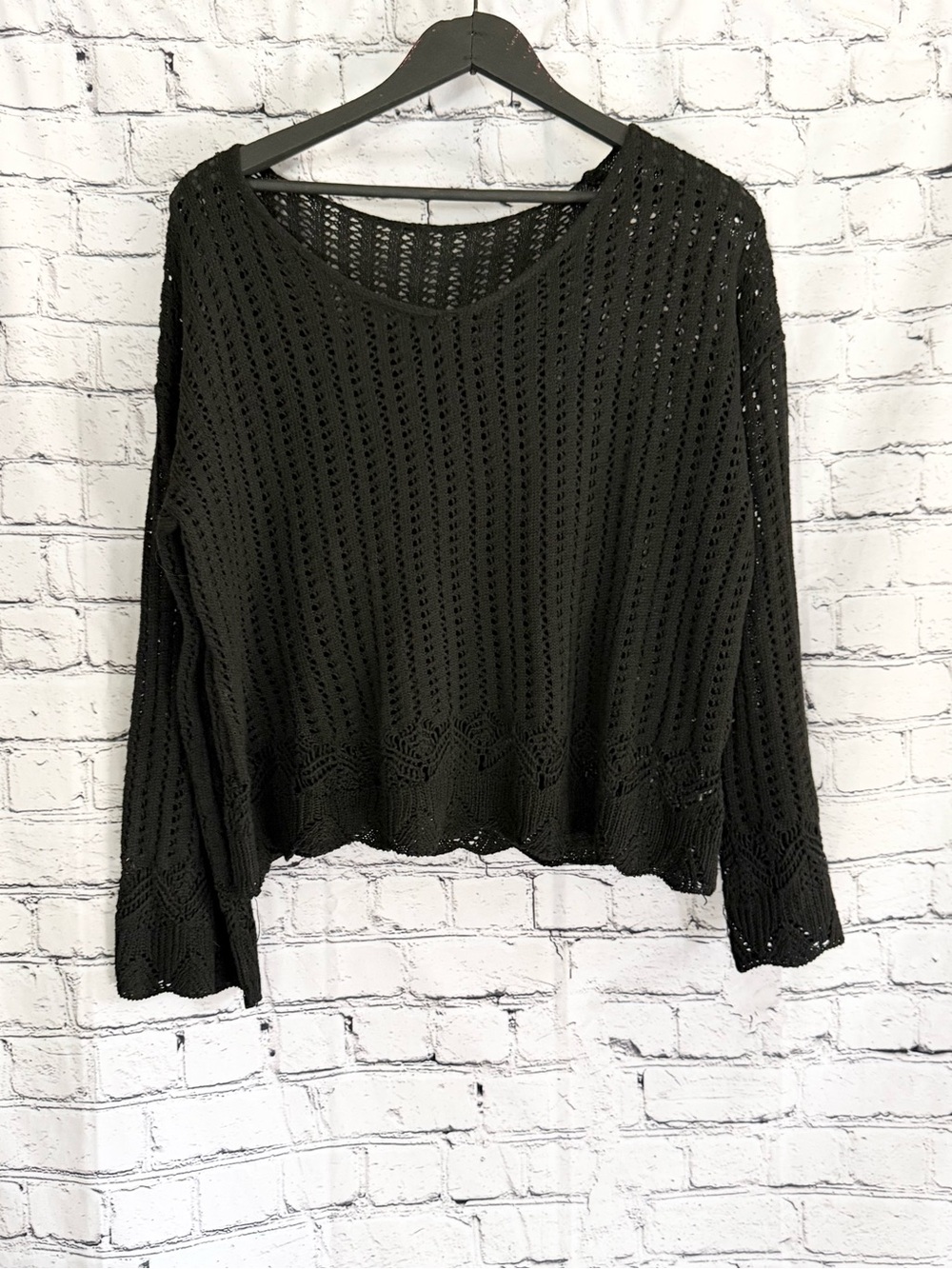 SHEIN. Black crochet top. Size 0X